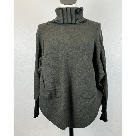 Charlie B Womens Size S Green Knit Cape Turtleneck Sweater Long Sleeve Pullover - Picture 1 of 16